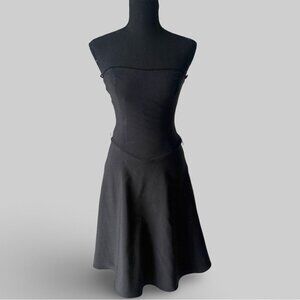 Vintage M Collection Black Strapless Bodycon Lace Lining Dress Made in USA